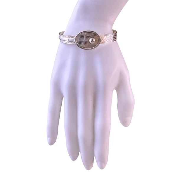 Vintage Gorham Womens Silver Tone Sterling Tennis Racquet Bangle Bracelet