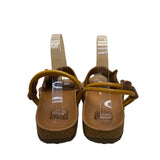 San Ou Womens Brown & Yellow Leather Open-Toe Slingback Sandals Size EU38/US7