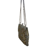 Vintage Women’s Gold Crystal Beaded Clutch Bag With Chain Strap & Satin Lining