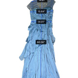Adrianna Papell Womens Blue Beaded Sheer Sleeve Evening Gown Size 8