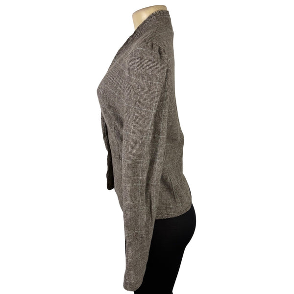 Banana Republic Womens Brown Wool Blend Plaid Pattern Blazer Button Front Sz 6