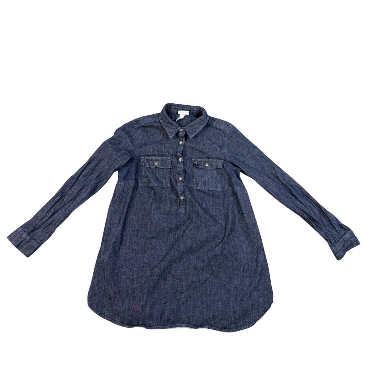 Isabel Maternity Womens Blue Cotton Spandex Long Sleeve Denim Tunic Top Sz XS