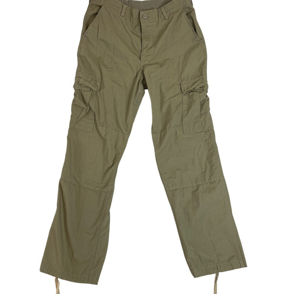 Military Issued Brown Cargo Pants Adjustable Waist & Button Fly Sz Meduim-Long