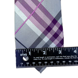 Croft & Barrow Mens Purple & Gray 100% Silk Plaid Tie Hand Made Business/Party