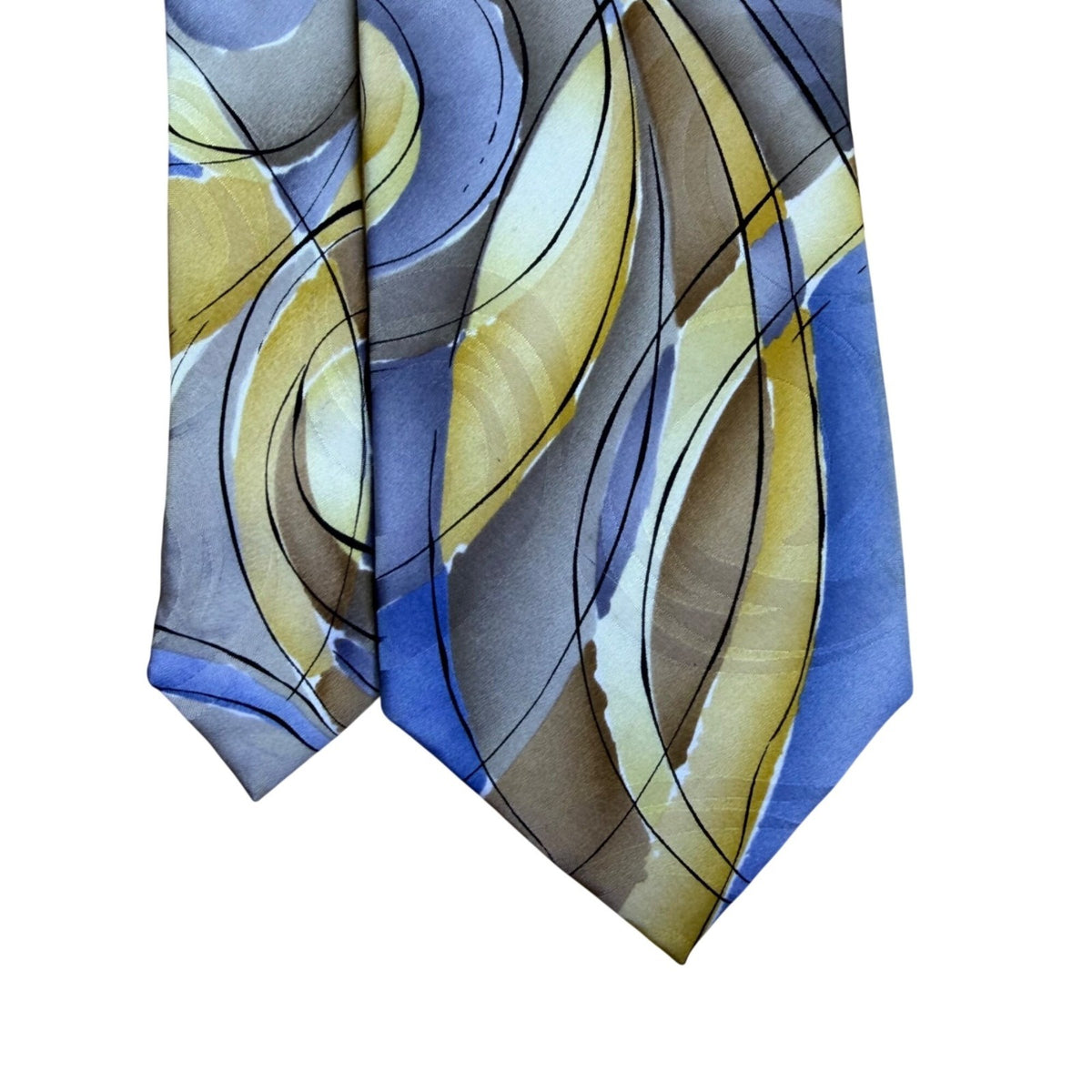 J. Garcia Mens Multicolor Silk Necktie Snail Garden Pattern