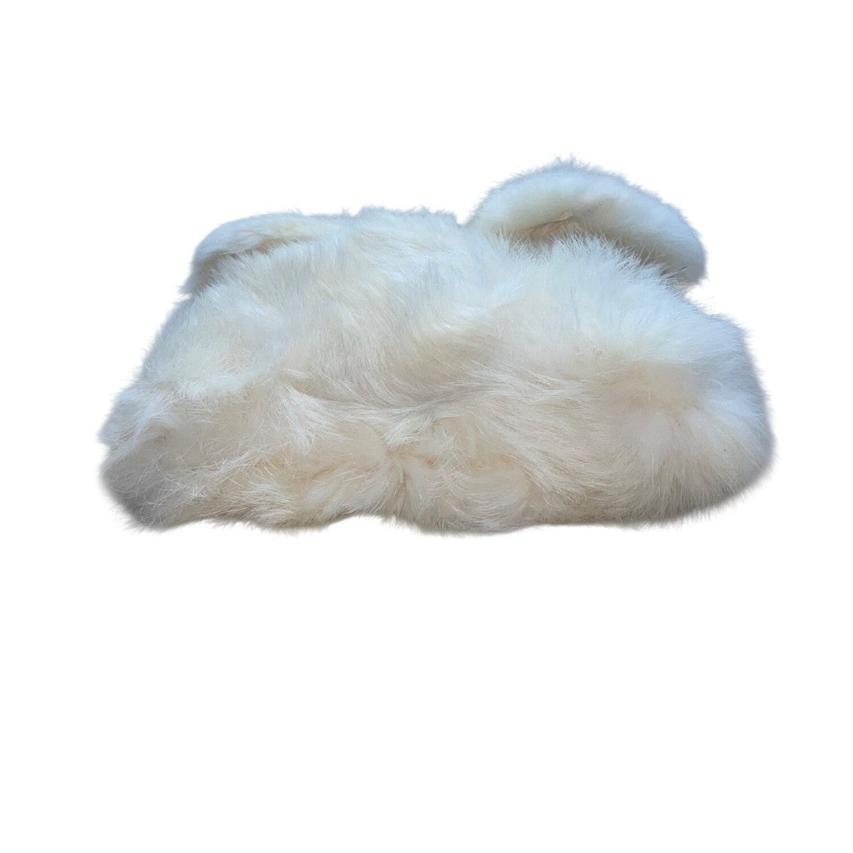 Women’s White Yellowish Faux Fur  Soft Plush Exterior  Chain Strap Shoulder Bag