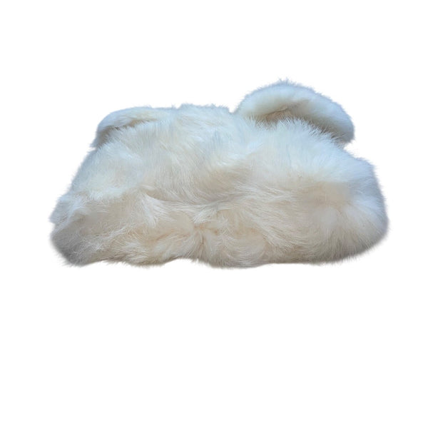 Women’s White Yellowish Faux Fur  Soft Plush Exterior  Chain Strap Shoulder Bag