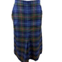 Vintage Women's Blue Tartan Plaid Midi Skirt With Back Zip Closure & Pockets