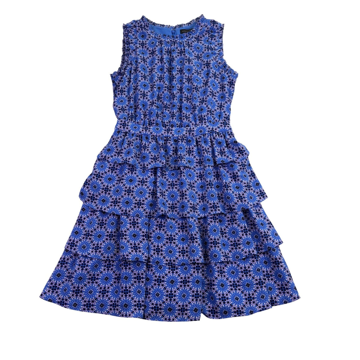 Banana Republic Womens Blue Floral Sleeveless Tiered Dress Elegant Size 0