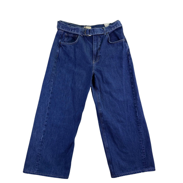 We The Free Womens Blue Cotton Belted High-Waisted Wide-Leg Denim Jeans Size 30