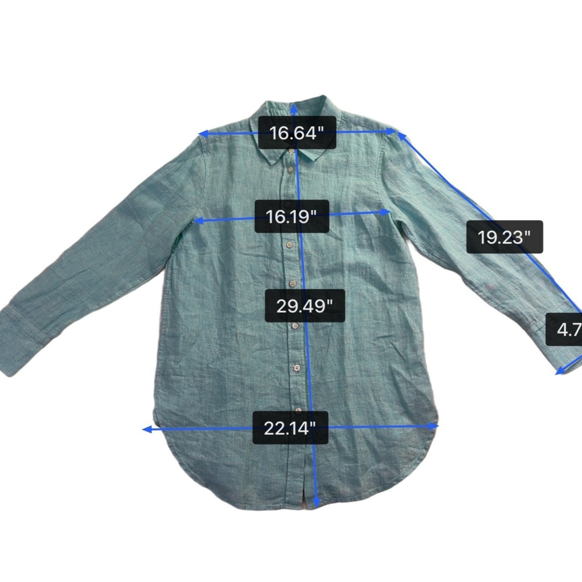 Talbots Women’s Aqua Linen Button-Up Long-Sleeve Shirt Lightweight Casual Size M