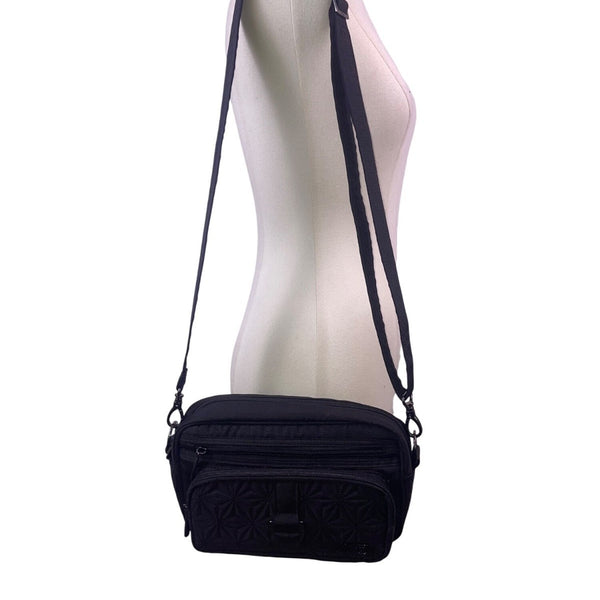 Lug Women’s Black Quilted Polyester Carousel Adjustable Strap Crossbody Bag