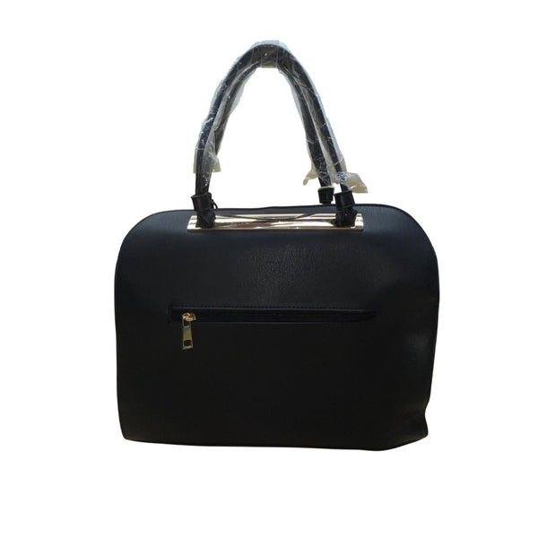 Alyssa Women’s Black Faux Leather Gold & Tassel Charm Mia K Farrow Satchel Bag