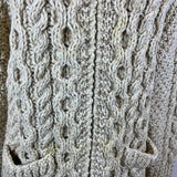 Vintage Andion Women's Cream Wool Knit Sweater Cardigan Open Front Pockets