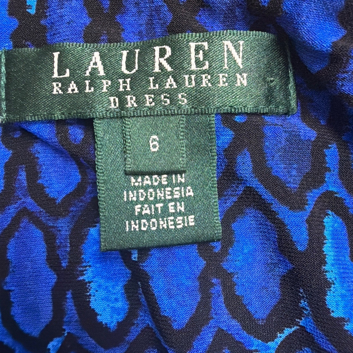 Lauren Ralph Lauren Womens Blue Wrap Dress Animal Print Short Sleeve  Size 6