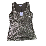 Calvin Klein Womens Olive Sequined Tank Top Petite Stylish Lightweight Sz M