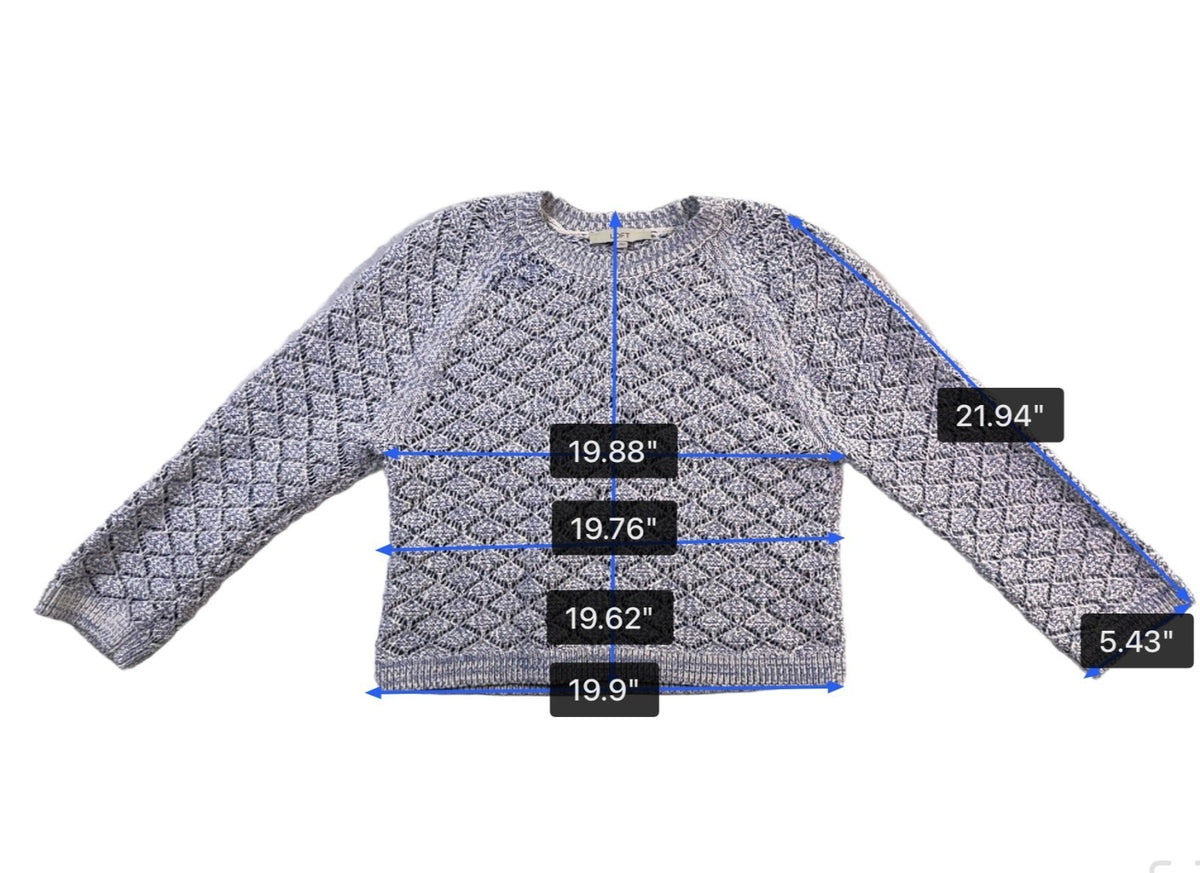 Loft Womens Blue/White Sweater Diamond Knit Pattern Size L