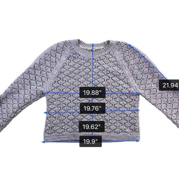 Loft Womens Blue/White Sweater Diamond Knit Pattern Size L