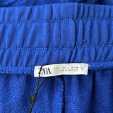 Zara Blue Elastic Waist Cotton Shorts Womens Size L