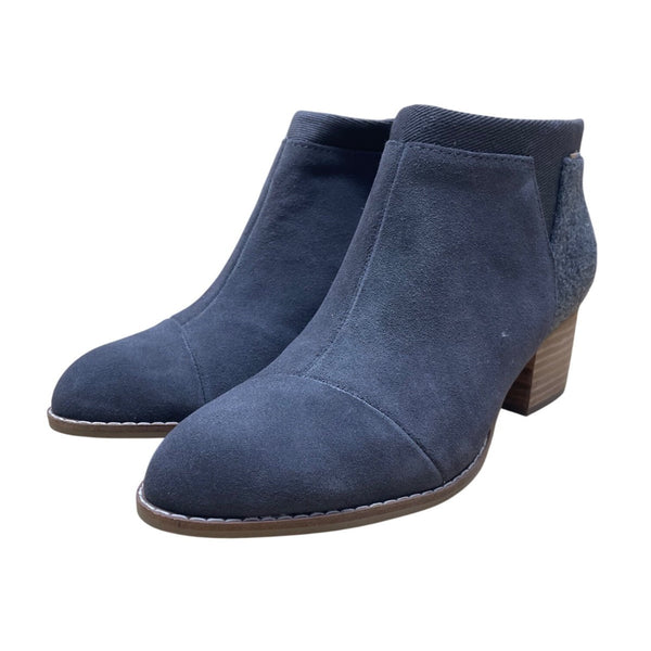 Toms Women’s Gray Suede Faux Wool Side Zipper Closure Ankle Booties Size 6.5