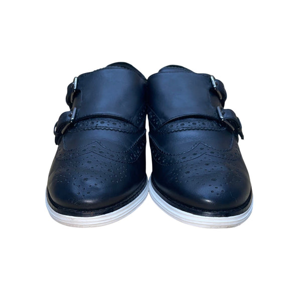 Cole Haan Women’s Black Leather Grand.Os Double Monkstrap Wingtip Shoes Size 9.5