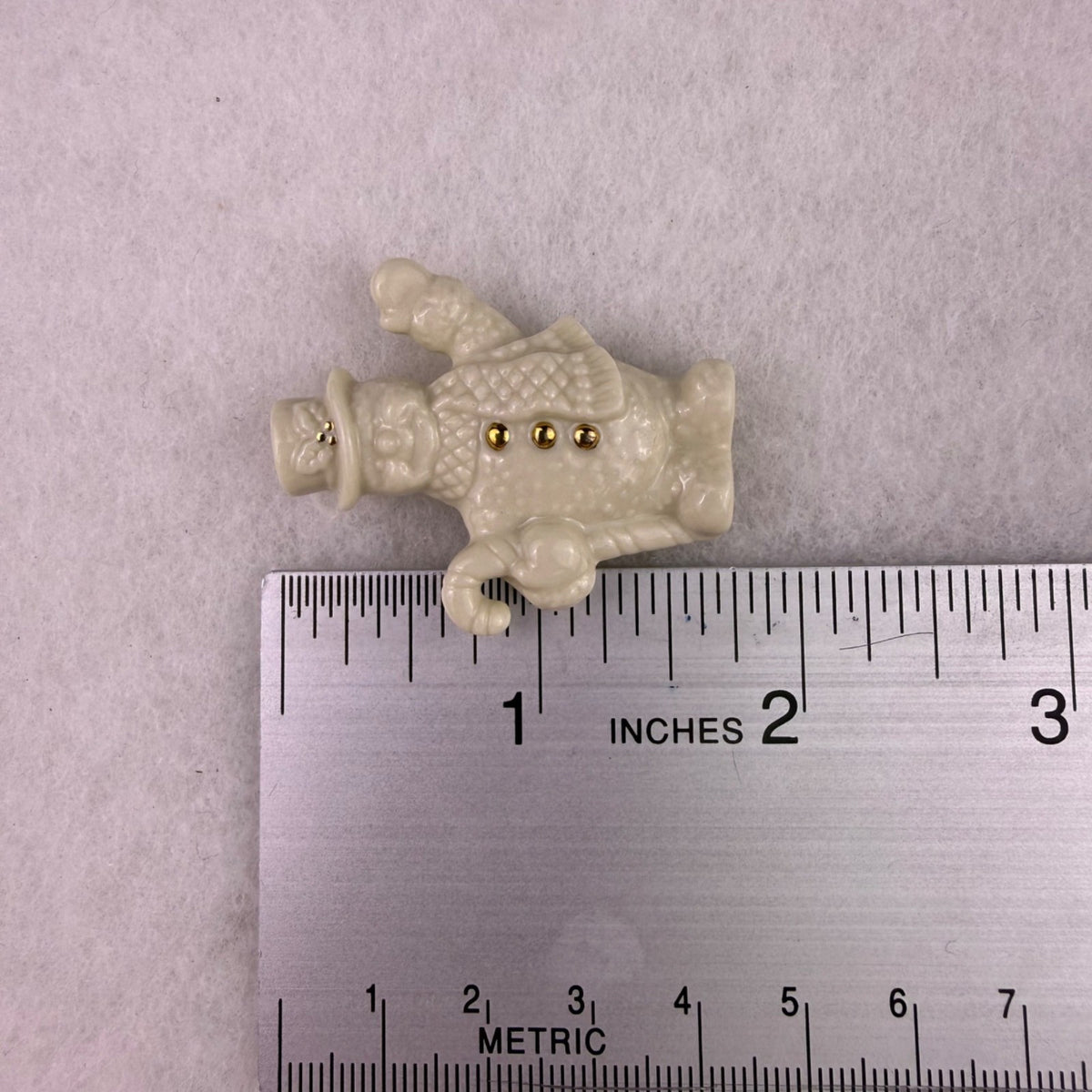 Lenox Holiday Snowman Brooch Pin Ivory Porcelain Gold Collectible