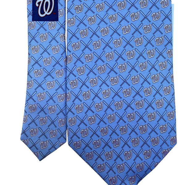 Vineyard Vines Mens Blue 100% Silk Washington Nationals Logo Patterned Tie