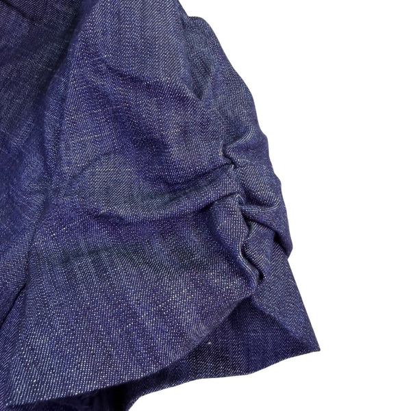 LVLX Womens Navy Blue Cotton Blazer Short Sleeve Fitted Button-Up Jacket Size S