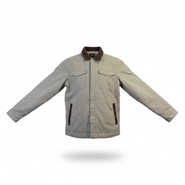 ONeill Mens Beige Cotton Jacket Corduroy Collar Sherpa Lined Standard Fit Size S