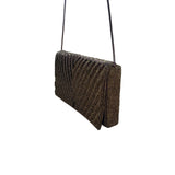 Handmade Women’s Brown & Copper Beaded Chevron Metal Strap Clutch Bag