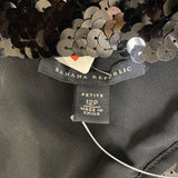 Banana Republic Black Sequin Sleeveless Dress 12P Petite Scoop Neck Front & V-Ba