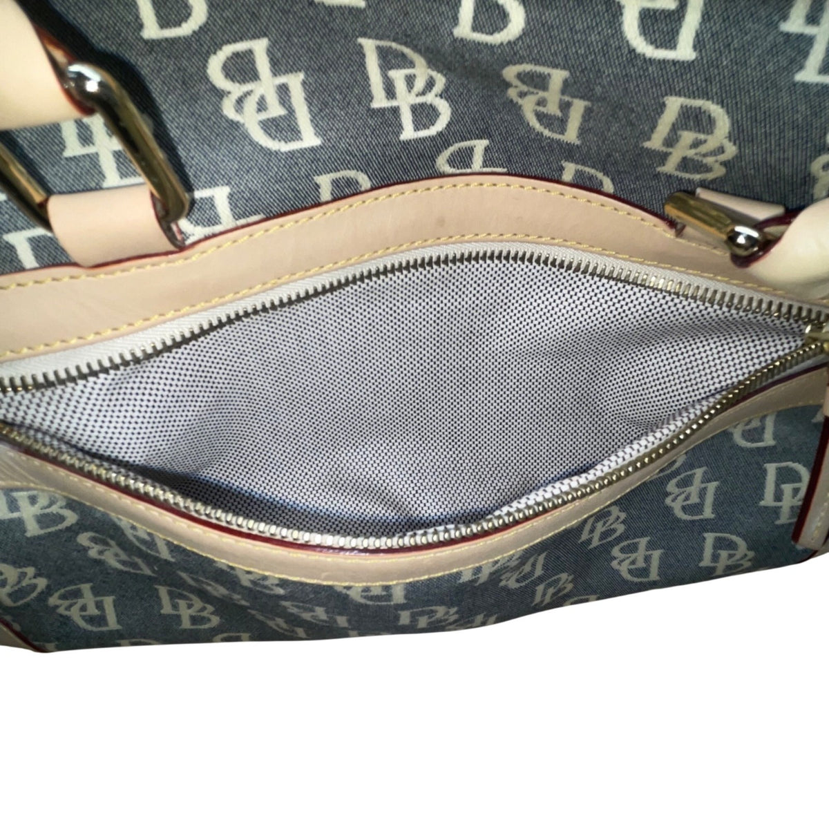 Dooney & Bourke Women’s Beige & Gray Monogram Leather Logo Pocket Tote Bag
