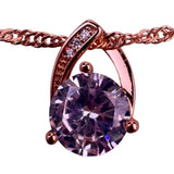 Necklace Rosetone Womens Cubic Zirconia Solitaire Pendant Chain Adjustable Tear 
