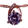 Necklace Rosetone Womens Cubic Zirconia Solitaire Pendant Chain Adjustable Tear 