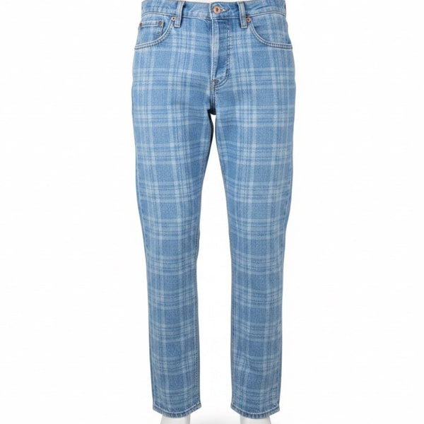 Levis Mens Light Blue Plaid Denim Jeans 512 Slim Fit Modern Style Sz 32x30