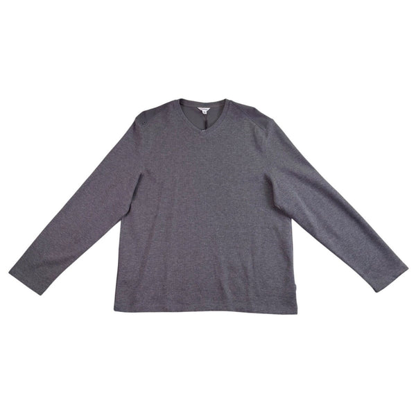 Calvin Klein Mens Medium Grey Cotton V-Neck Liquid Rib Long Sleeve Sweater Sz XL