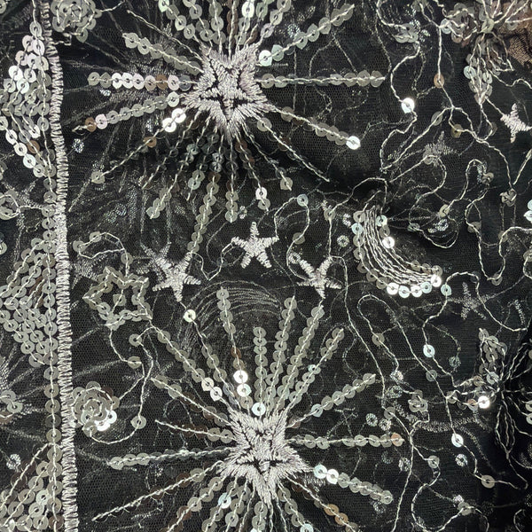 Dreamkeeper Collection Womens Black Sheer Kimono Stars Embellished Open Front OS