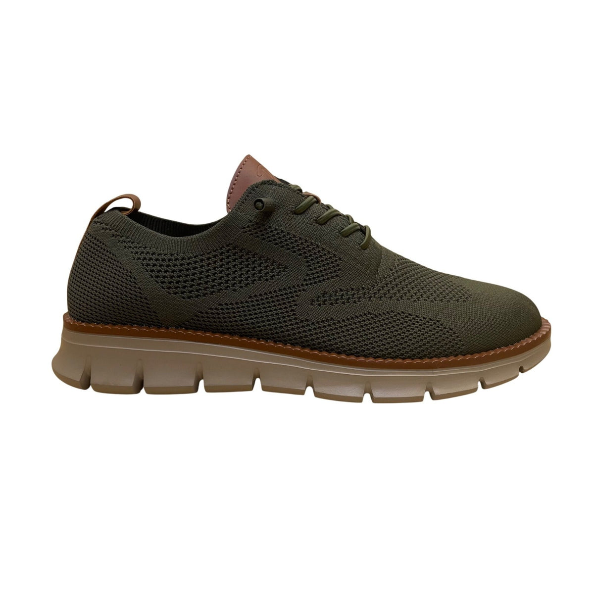 Leisure Men’s Green & Brown Knitted Mesh Lace-Up Casual Oxford Shoes Size US8