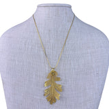 Gold Tone Womens Filigree Leaf Pendant Necklace Chain Japan Vintage