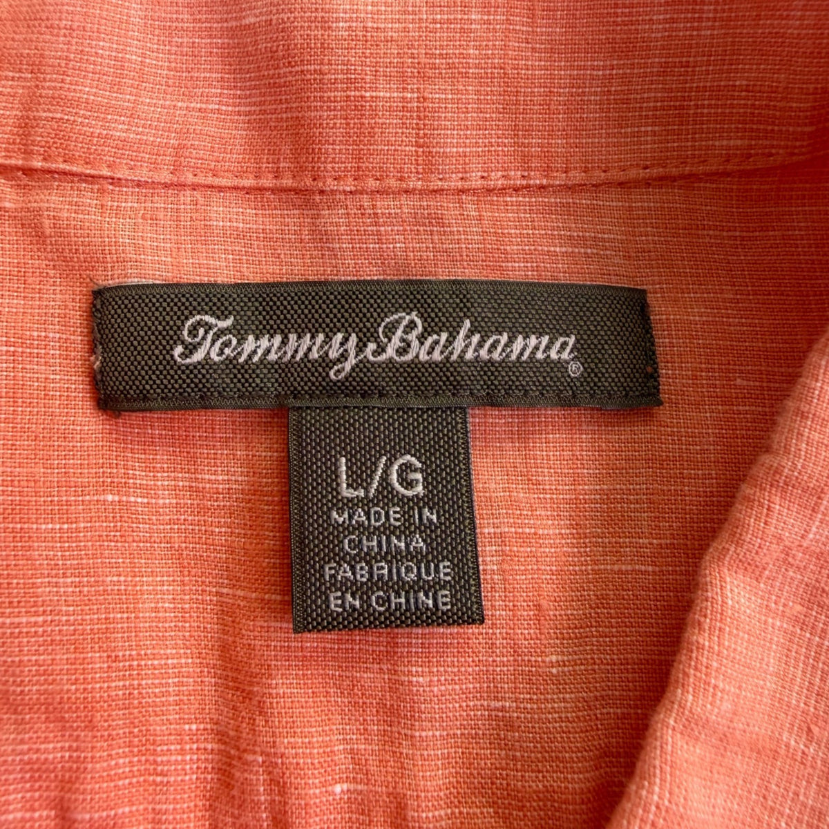 Tommy Bahama Womens Orange Linen Button-Down Shirt Casual Long Sleeve Sz L