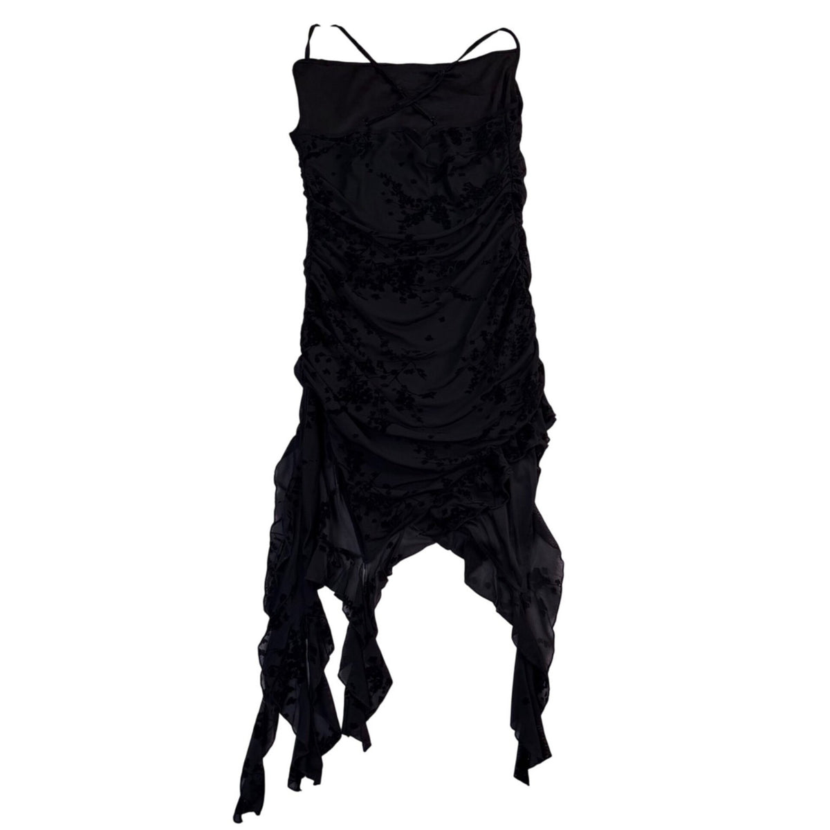Fashion Nova Womens Black Floral Ruched Midi Dress Elegant Design Size XL