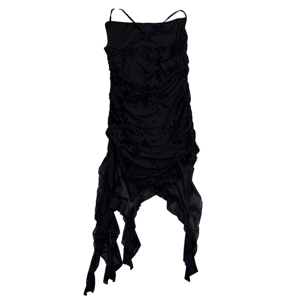 Fashion Nova Womens Black Floral Ruched Midi Dress Elegant Design Size XL