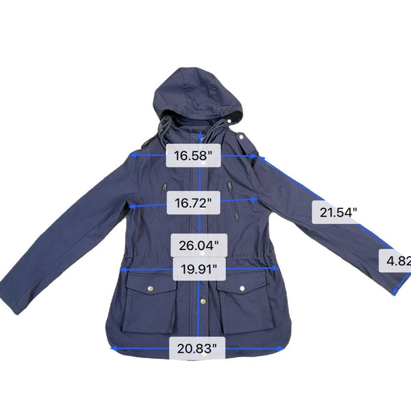 Eden Society Womens Navy Hooded & Lightweight Utility Jacket Size L