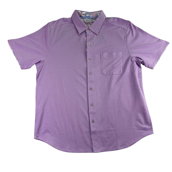 Tommy Bahama Men’s Solid Purple Short Sleeve Button-Up Shirt Sz XL