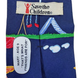 Save The Children Mens Multi-Color 100% Silk Art Tie By Mary Age 9