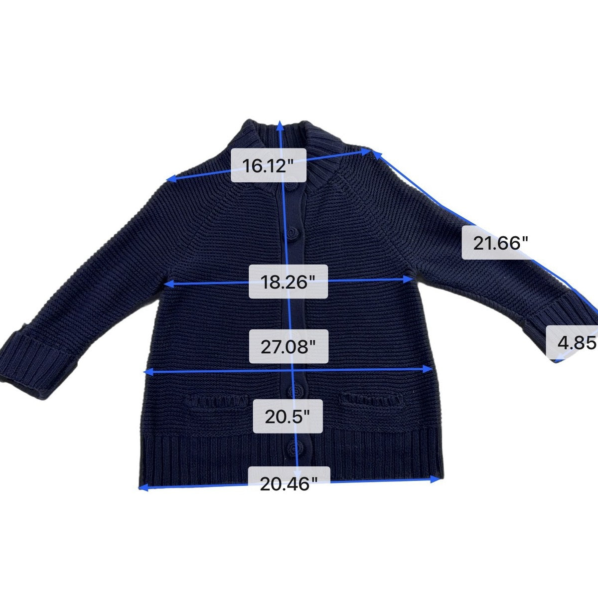 Chicos Womens Navy Cotton Button-Front Knit Cardigan Sweater Size 2