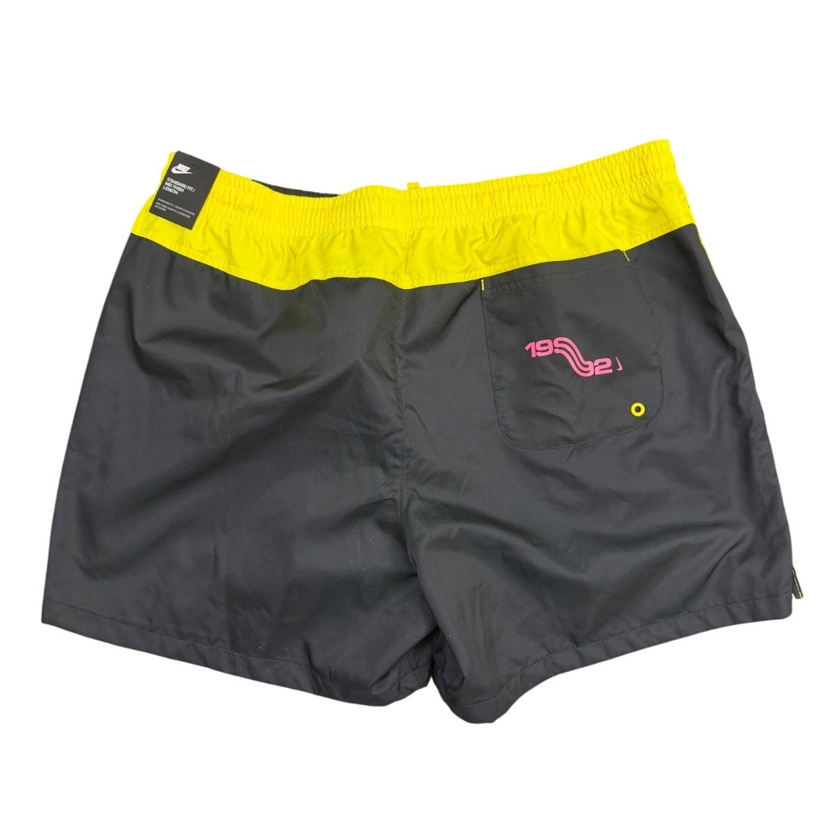 Nike Mens Black/Yellow Graphic Athletic Shorts  Fitness Mid-Thigh Design Sz XXL
