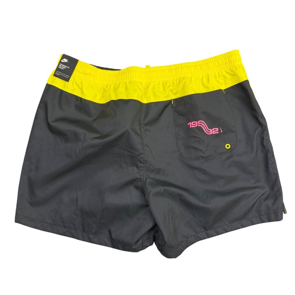 Nike Mens Black/Yellow Graphic Athletic Shorts  Fitness Mid-Thigh Design Sz XXL