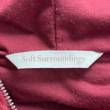 Soft Surroundings Women's Burgundy Faux Fur Hooded Jacket Full-Zip Pockets Sz SP