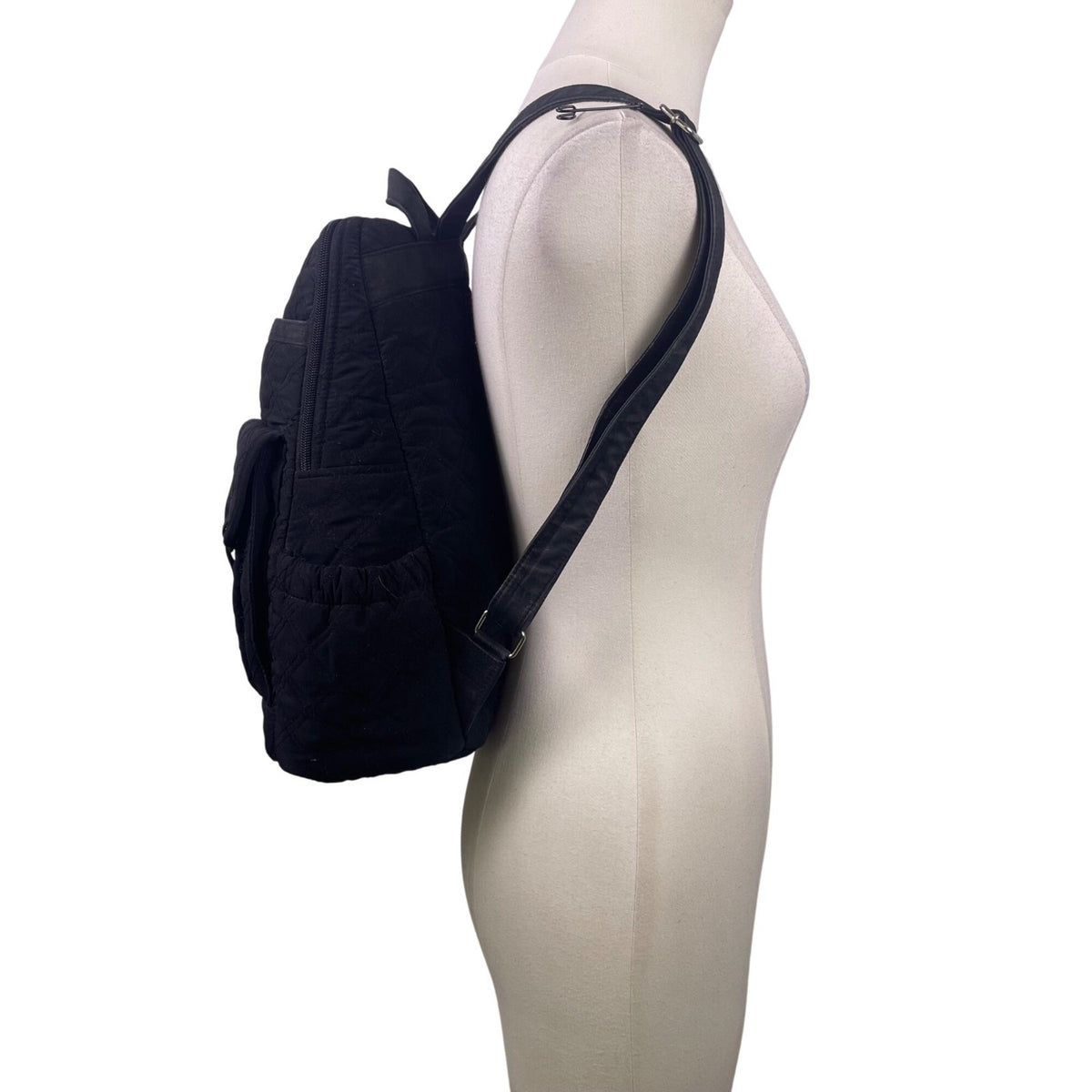 Vera Bradley Women’s Black Quilted Fabric With Multiple Pockets Backpack Size M